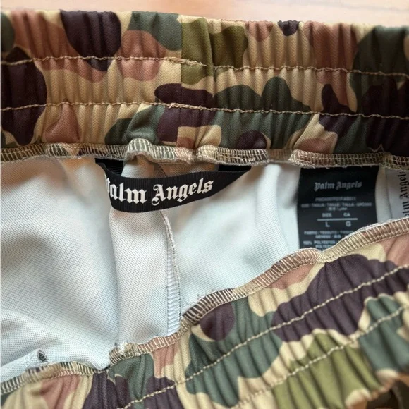 Palm Angels Camo Track Pants in Green, Brown, Black